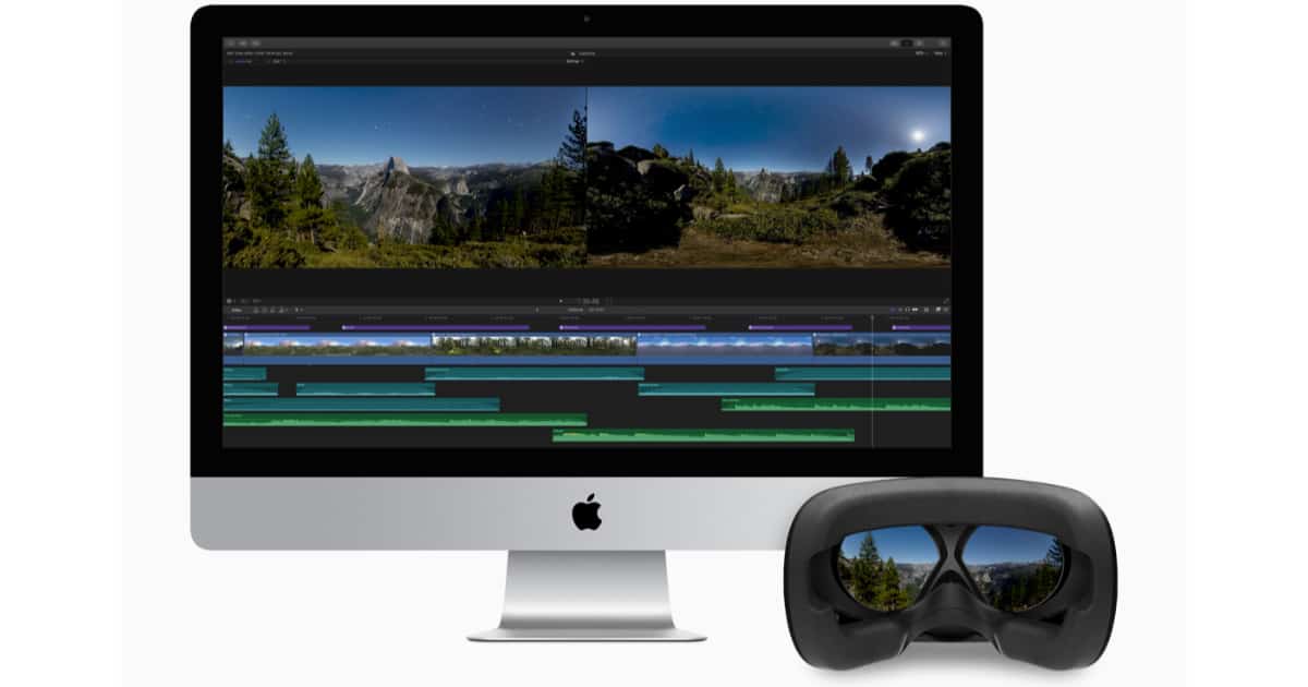 Final Cut Pro on iMac with HTC VIVE VR headset