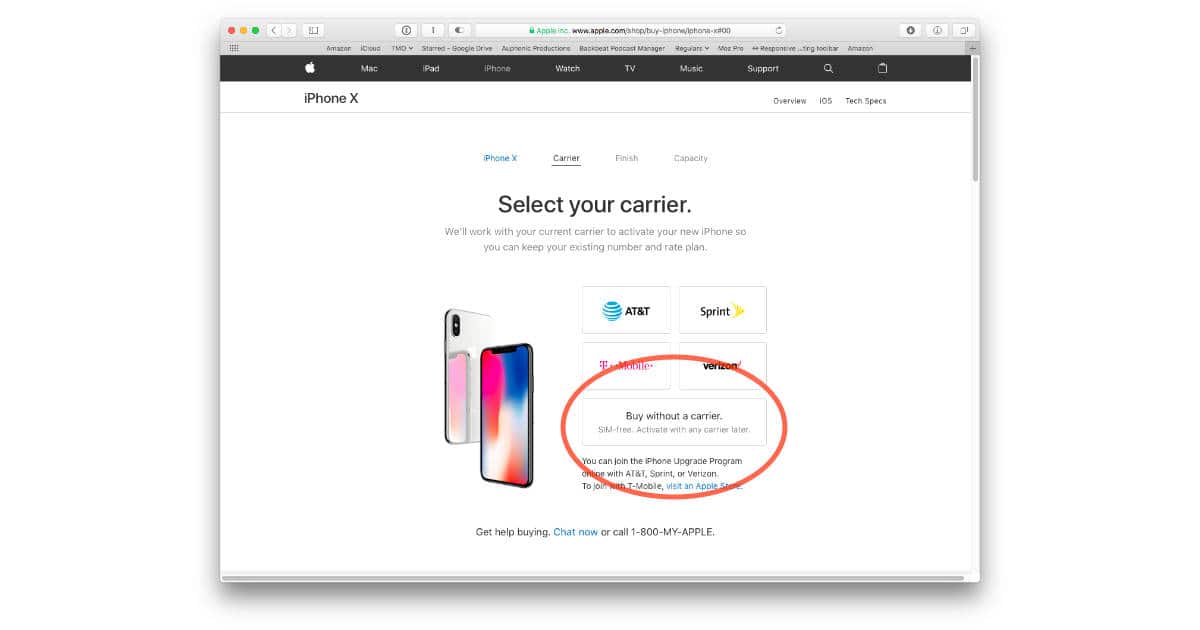 iPhone X unlocked on Apple's online store