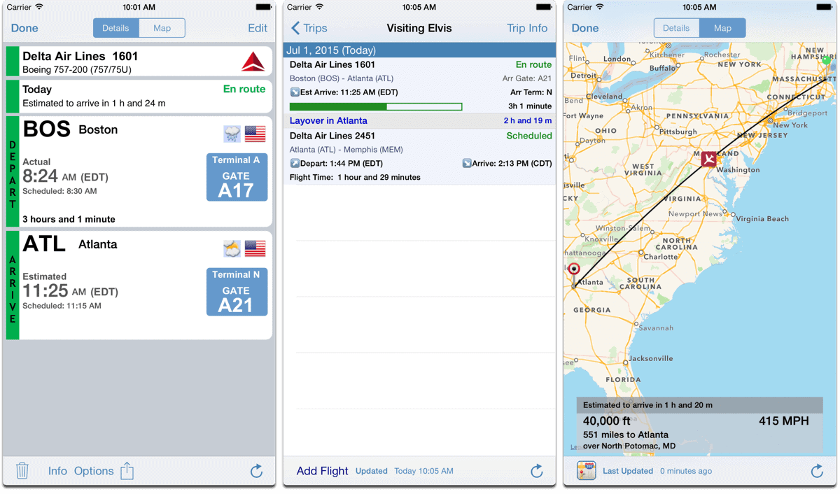 Screenshots of Flight Update Pro, one of our must have apps.