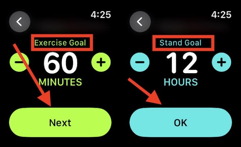 Apple Watch Exercise and Stand Goals