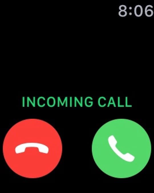 Incoming Call on Apple Watch