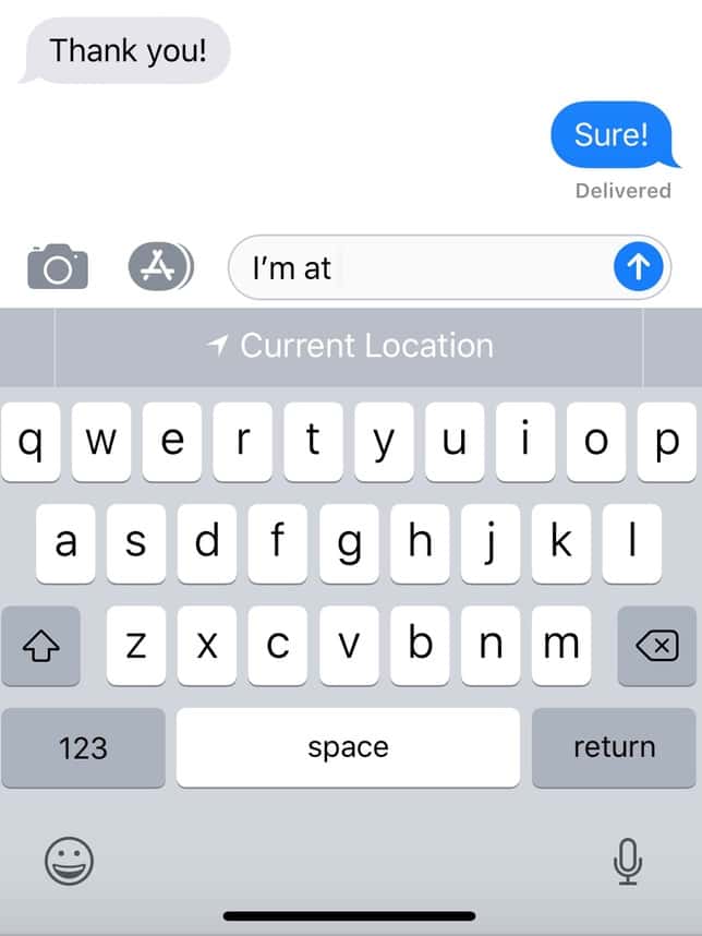 Predictive Text Suggesting Location on iPhone Messages after typing 