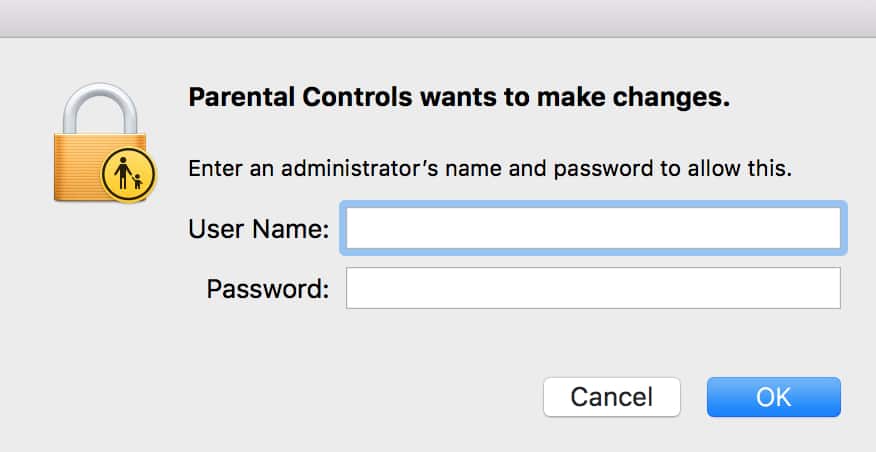 "Enter Admin Password to Make Changes" Box