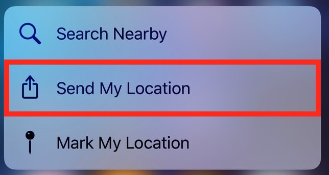 "Send My Location" from Maps App Icon on iPhone