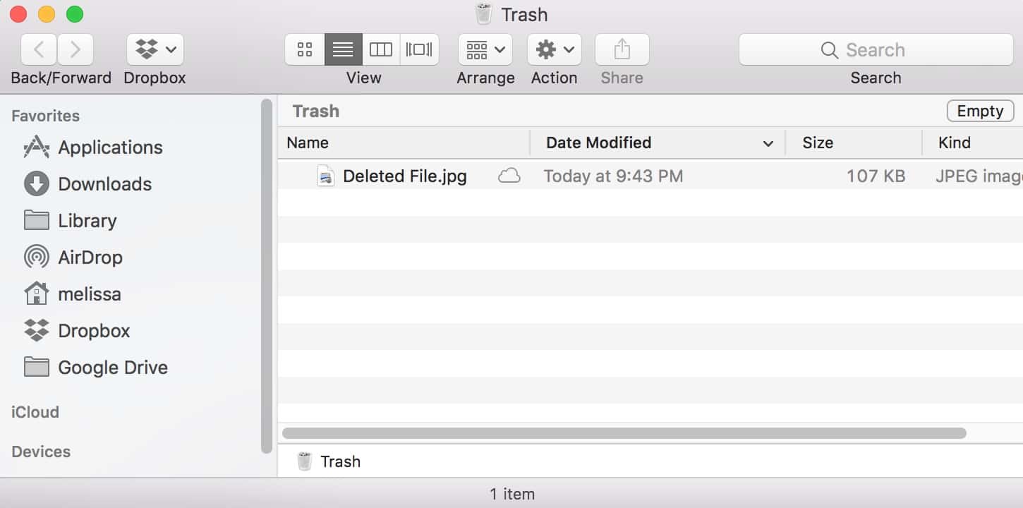 Deleted File in macOS Trash