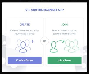 screenshot of Discord server creation screen