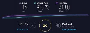 XFINITY Gigabit DOCSIS 3.1 Speed Test with No Bufferbloat