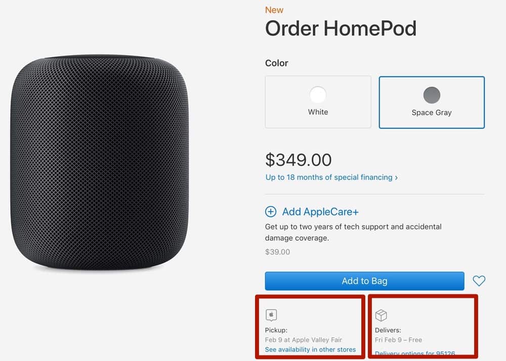 HomePod Delivery Date Holds Steady at February 9th