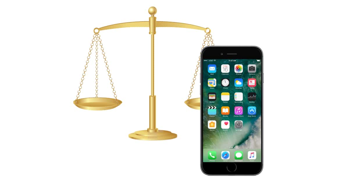 iPhone with justice scales