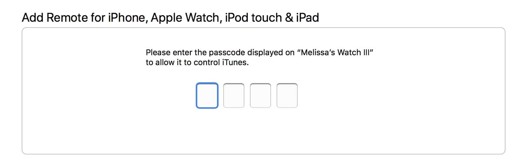 Add Apple Watch Remote Code to iTunes on your Mac