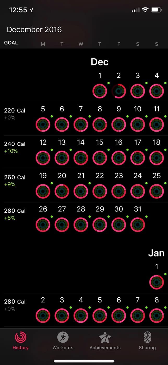 Move Goal Changed showing in Activity app on iPhone