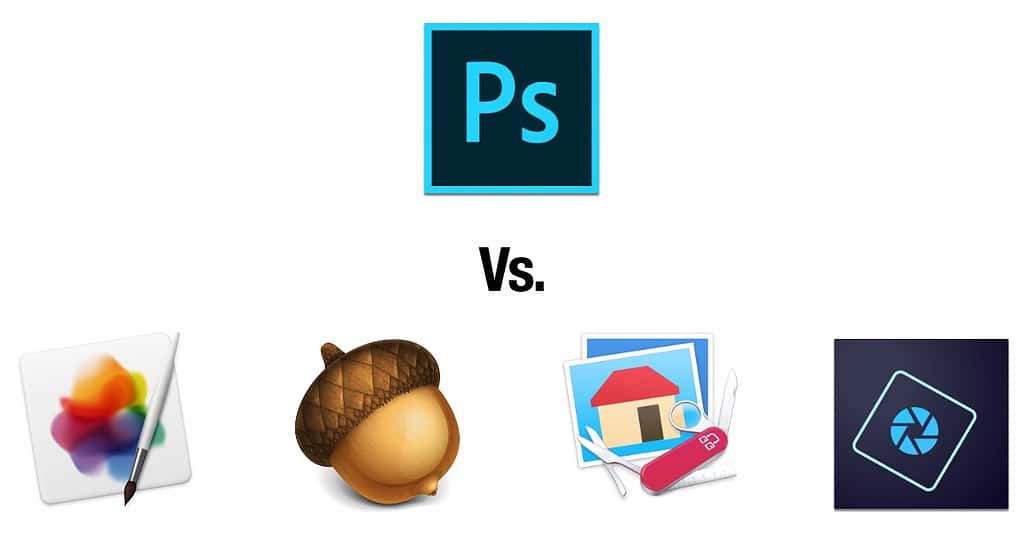 It's Photoshop vs. Pixelmator Pro, Acorn, Graphic Converter, and Photoshop Elements. 