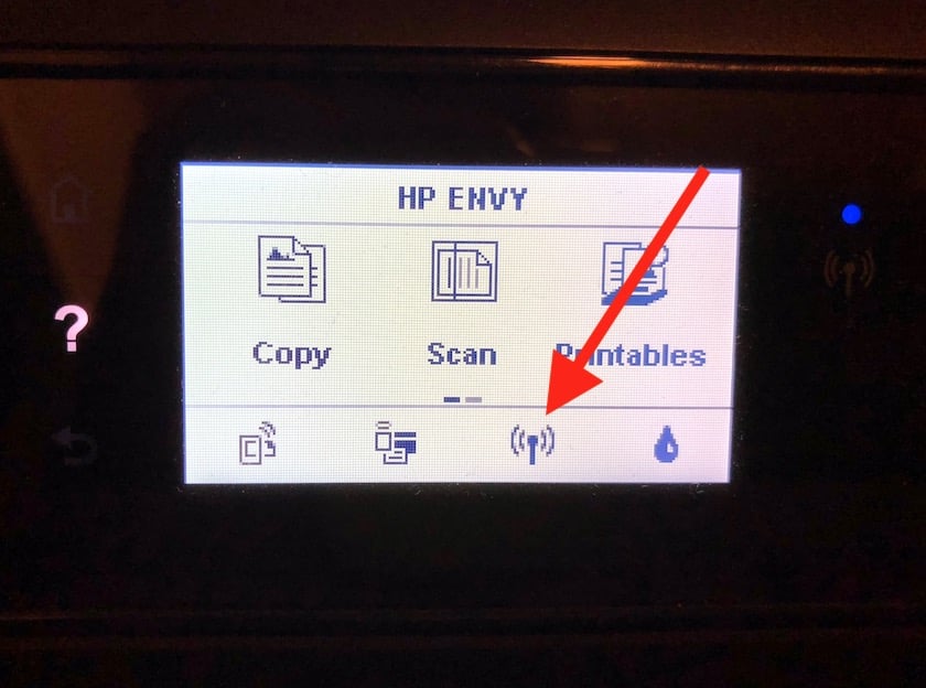 Wi-Fi Symbol on Printer is often where to look for network status and settings
