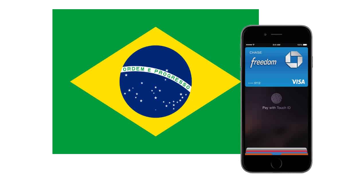 Apple Pay and iPhone with Brazil flag
