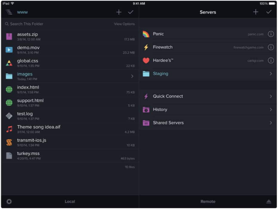 Transmit FTP client for iPhone and iPad