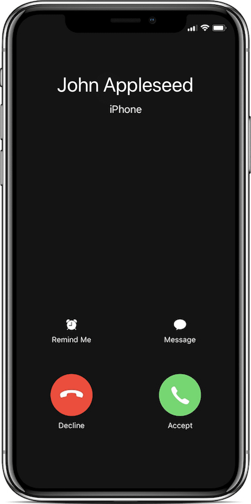 Image of iPhone X incoming call, which is experiencing a call delay bug.