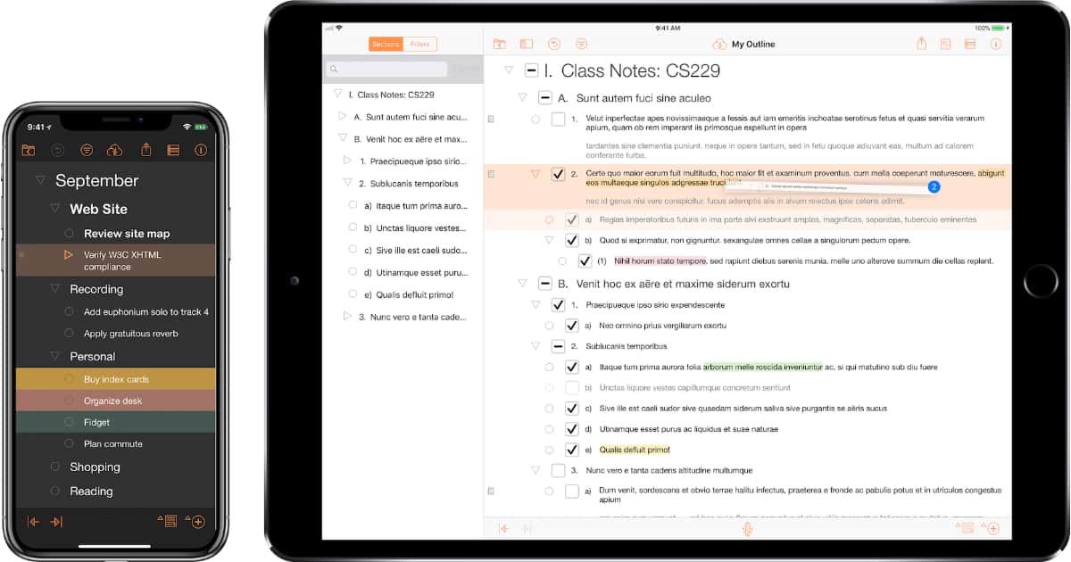 OmniOutliner 3 for iPhone and iPad