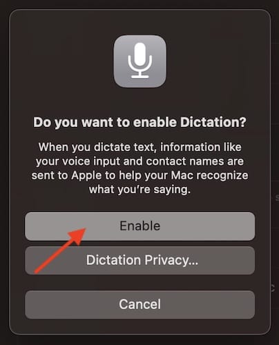 Enable Dicatation Use macOS