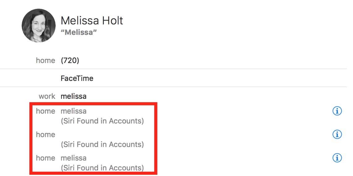 Automatically Added Contact Info on the Mac