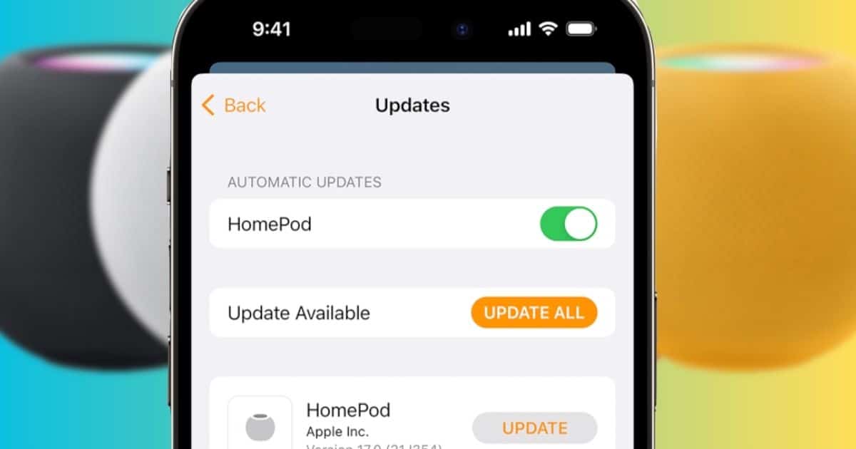 HomePod Software Update 17.4 in front of HomePod Devices