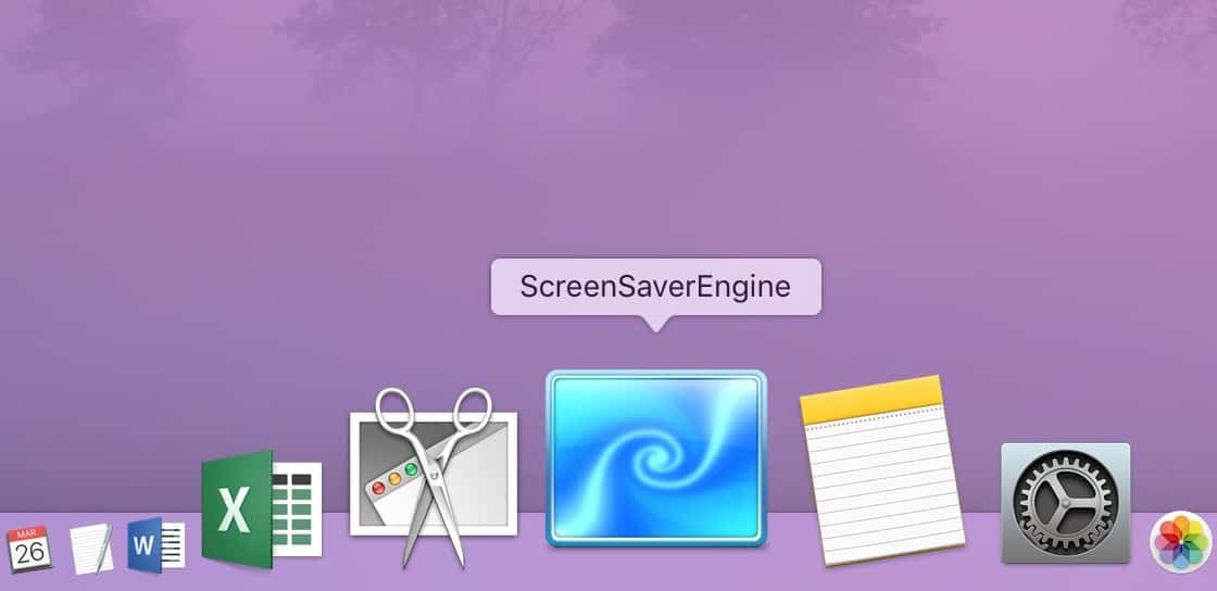 ScreenSaverEngine in macOS Dock