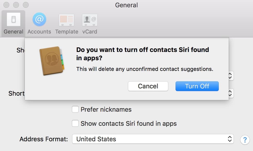 Turning off "Show contacts Siri found in apps" deletes all unconfirmed data
