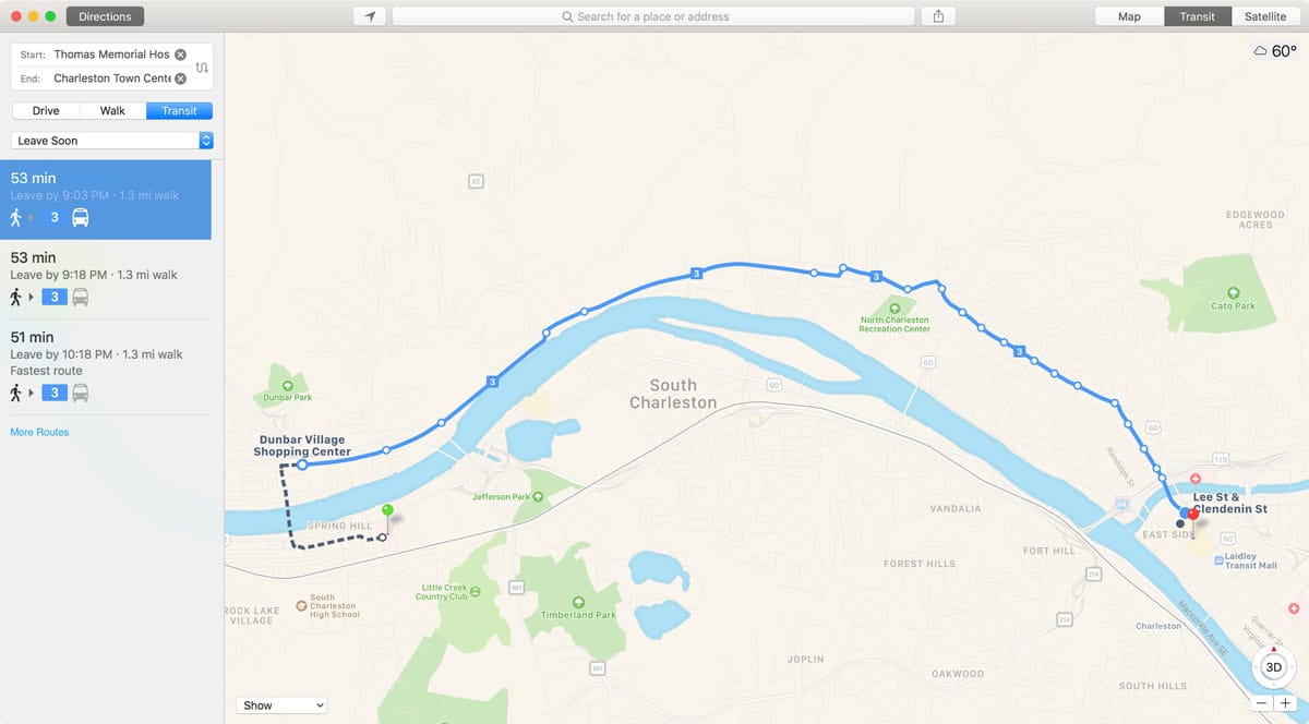 Apple Maps Adds Transit Directions for West Virginia