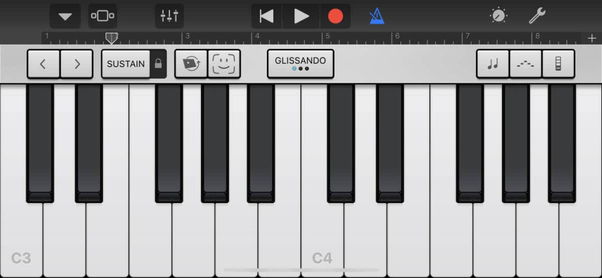 GarageBand face control button on iPhone X