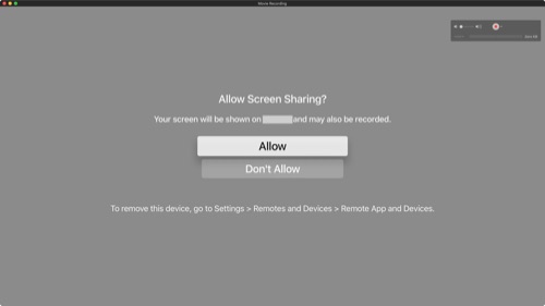 Apple TV: Allow sharing on network?