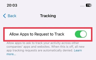 Allow app to request to track