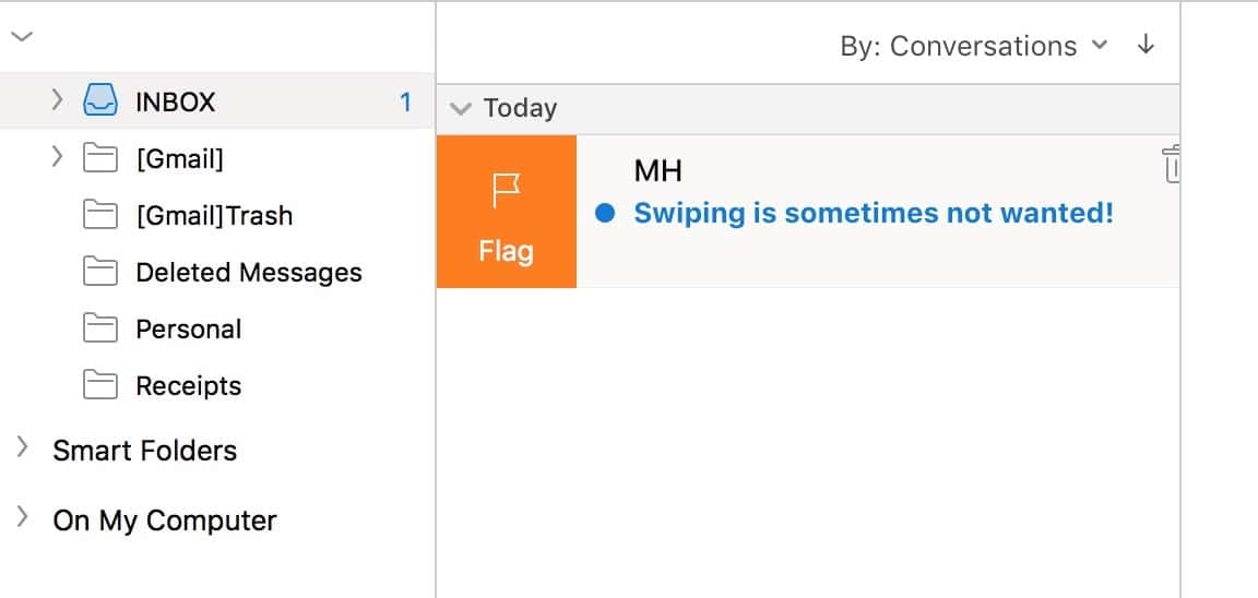 Swipe to Flag in Outlook on the Mac