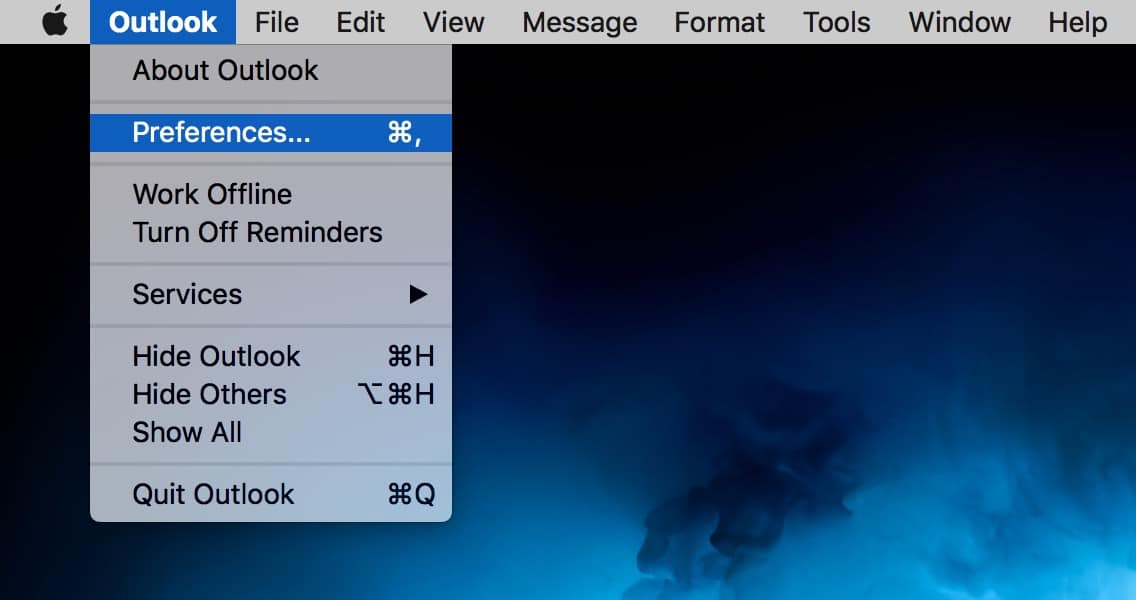 Outlook Preferences on the Mac let you set what trackpad swipe gestures do