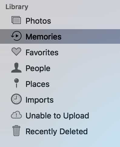 "Memories" in Photos Sidebar on Mac
