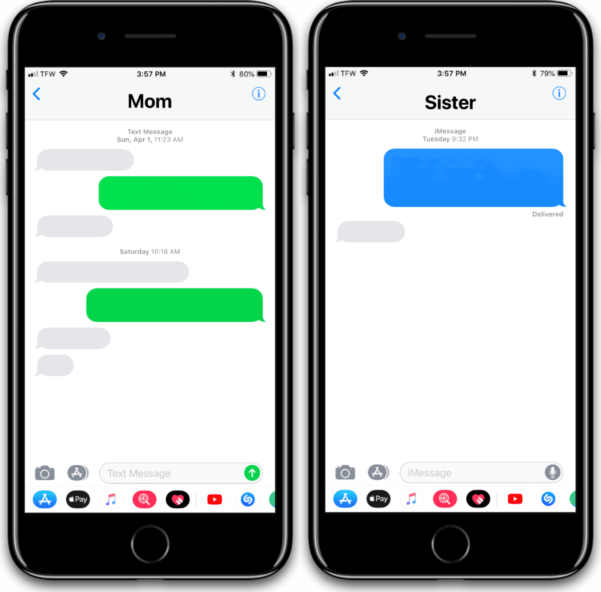 Green bubbles versus blue bubbles in iMessage. Should Apple make an Android iMessage app.