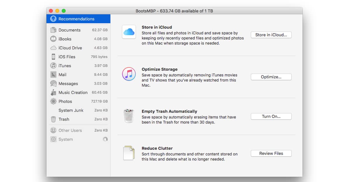 About Optimized Storage on your Mac Startup Disk