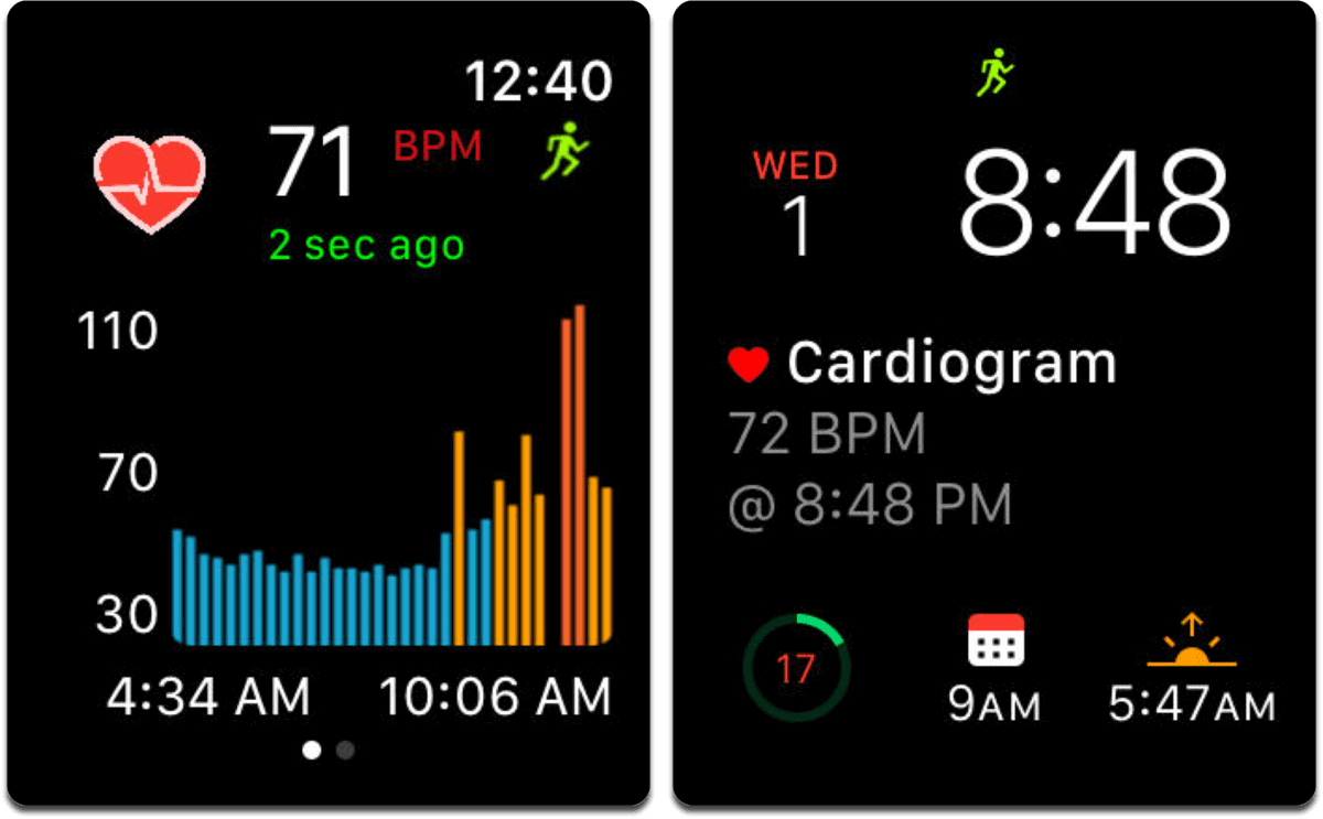 Screenshots of Cardiogram in our list of heart rate monitor apps.