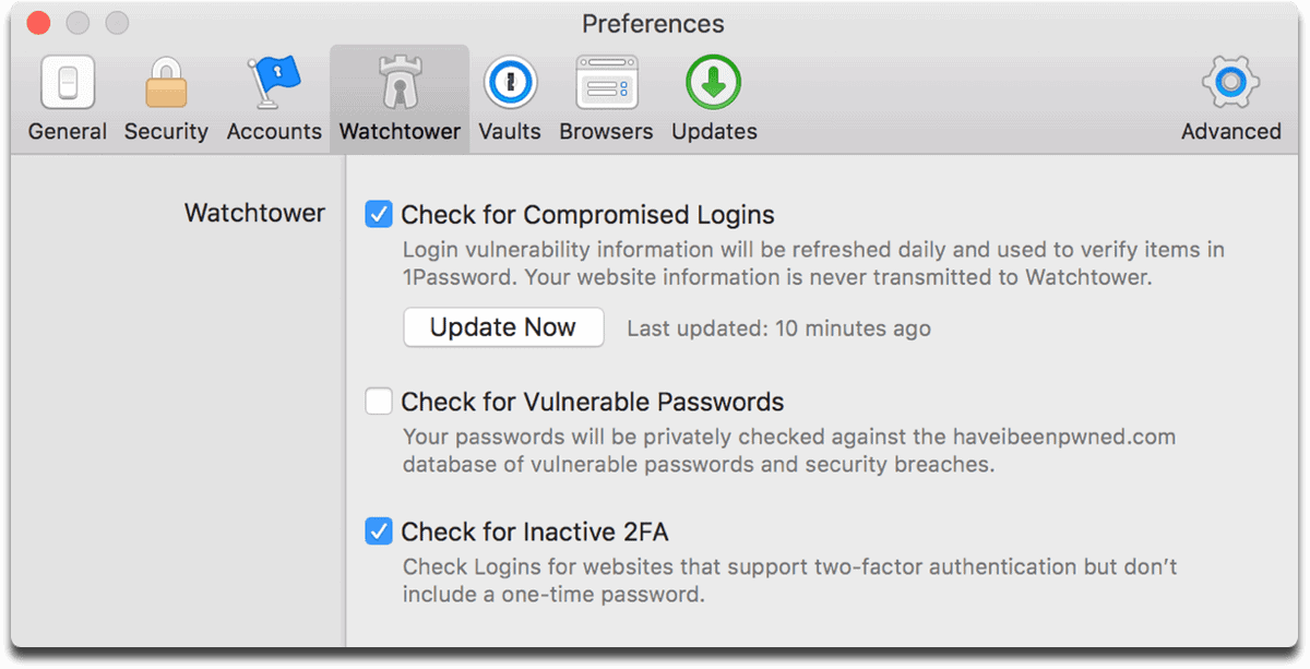 Image of 1Password 7 preferences.