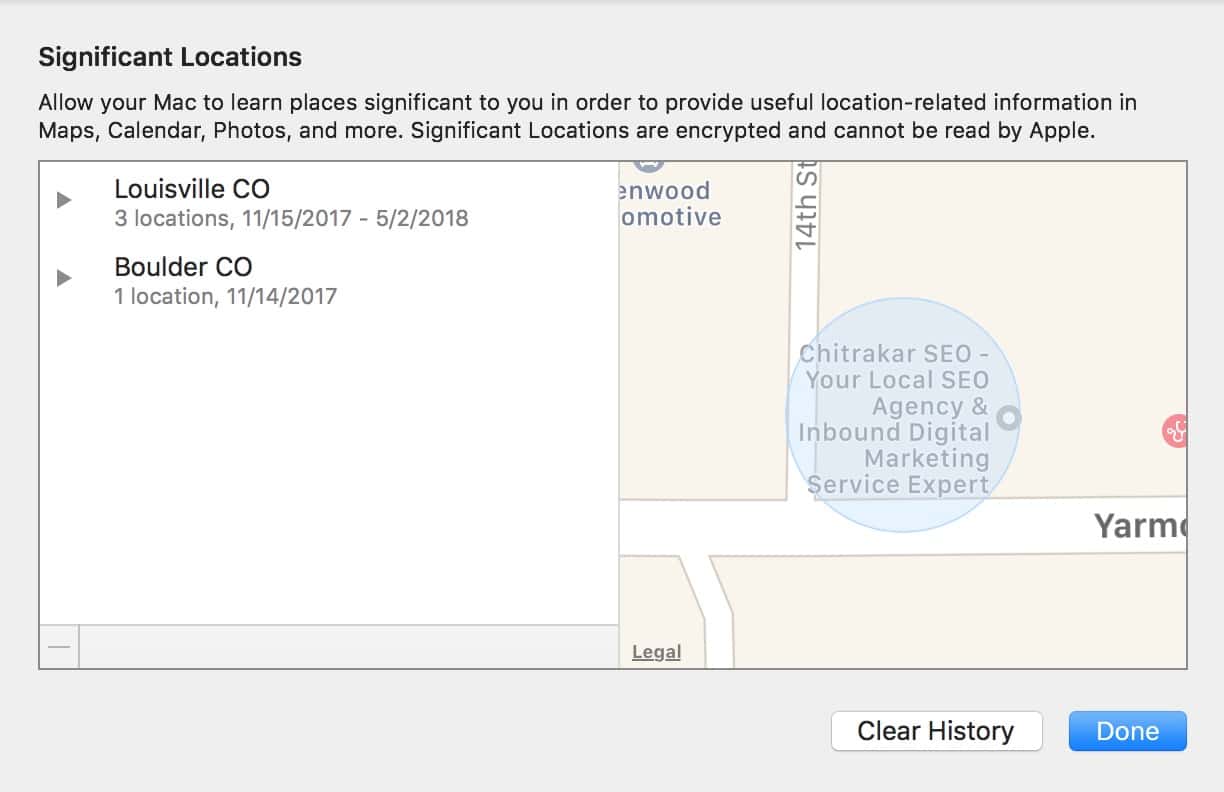 Significant Locations List on the Mac