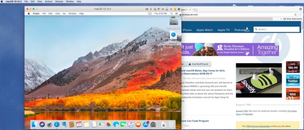 macOS VM running its own window on my Mac's desktop.