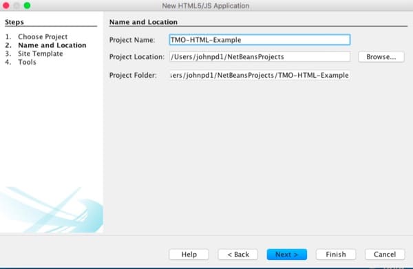 NetBeans project name, location.