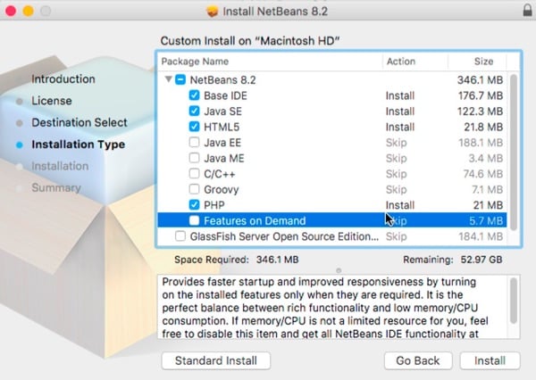 NetBeans options.