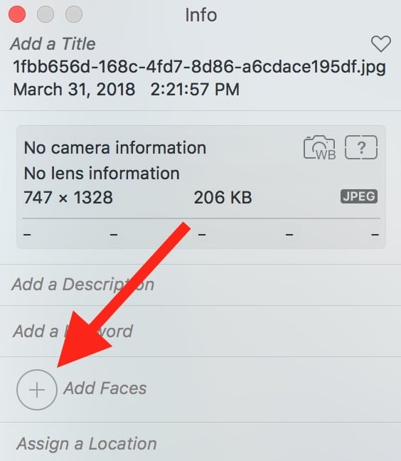 No Faces in Info Window in Photos on the Mac