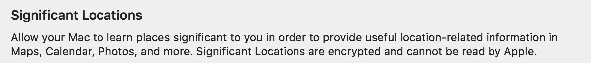 "Significant Locations" Privacy Note on the Mac