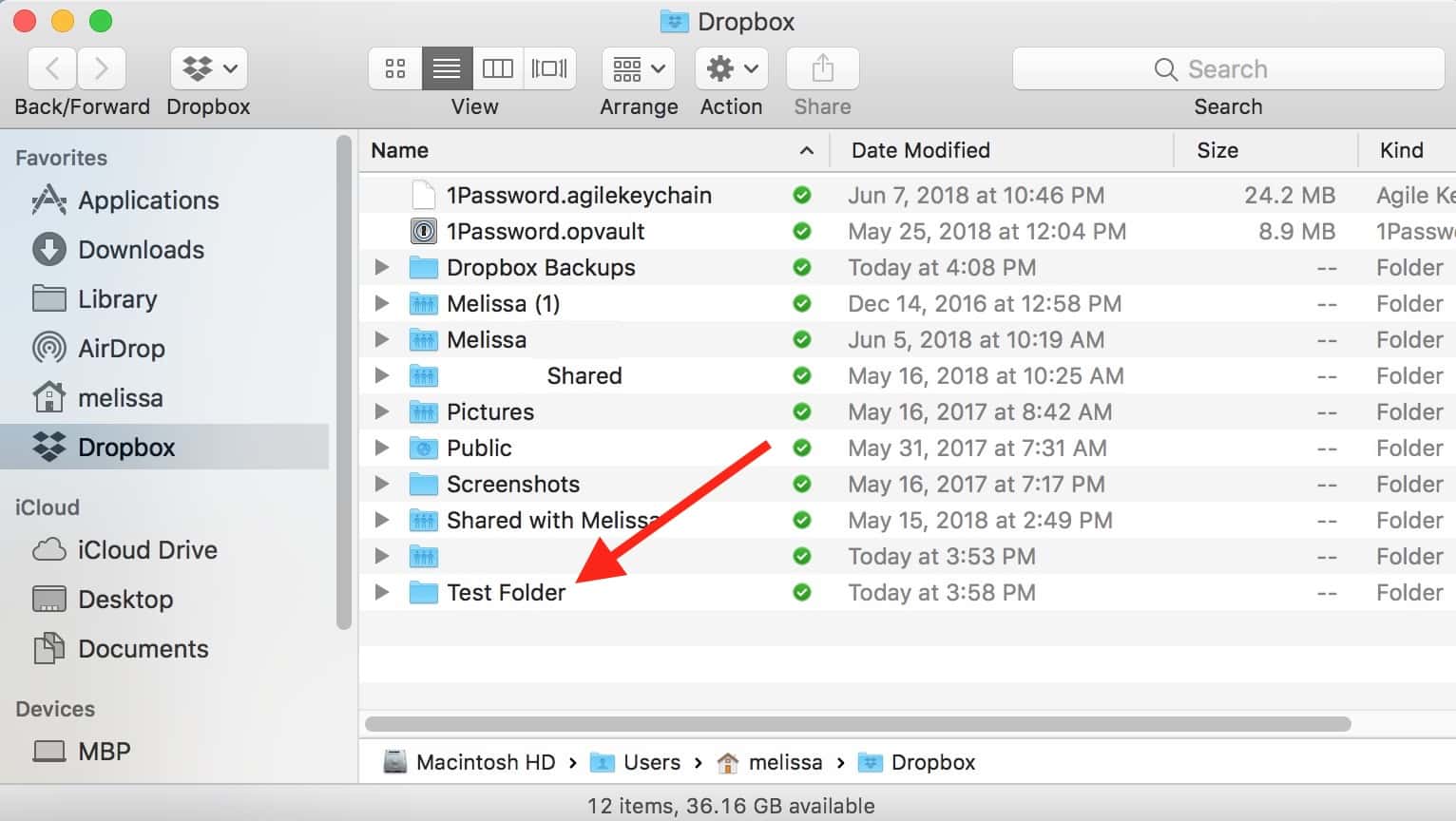 Folder in Dropbox ready to merge with folder on Mac desktop