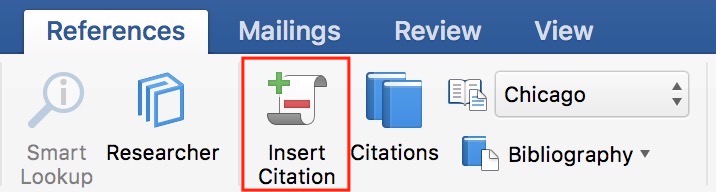 "Insert Citation" Button in References in Microsoft Word
