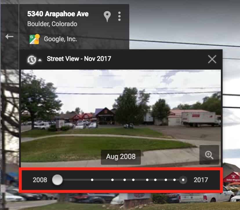 History of Place in Google Maps Street View