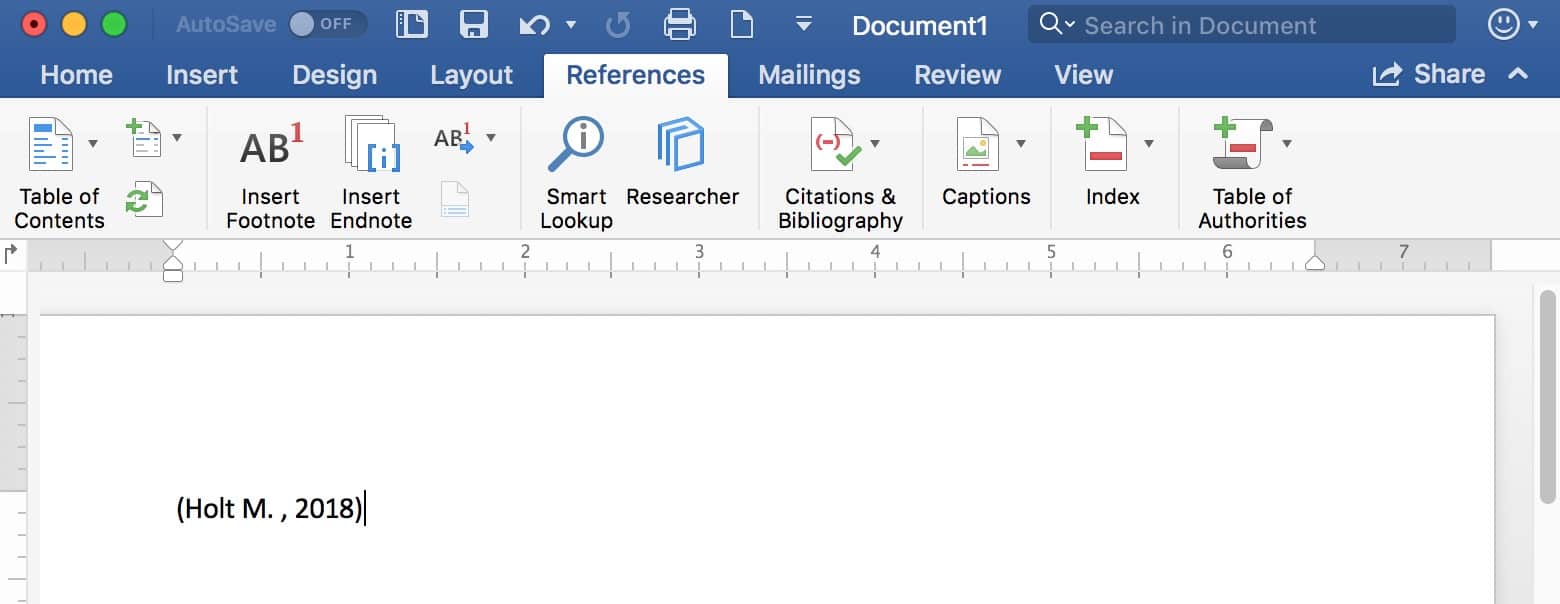 Reference Inserted in Text in Microsoft Word