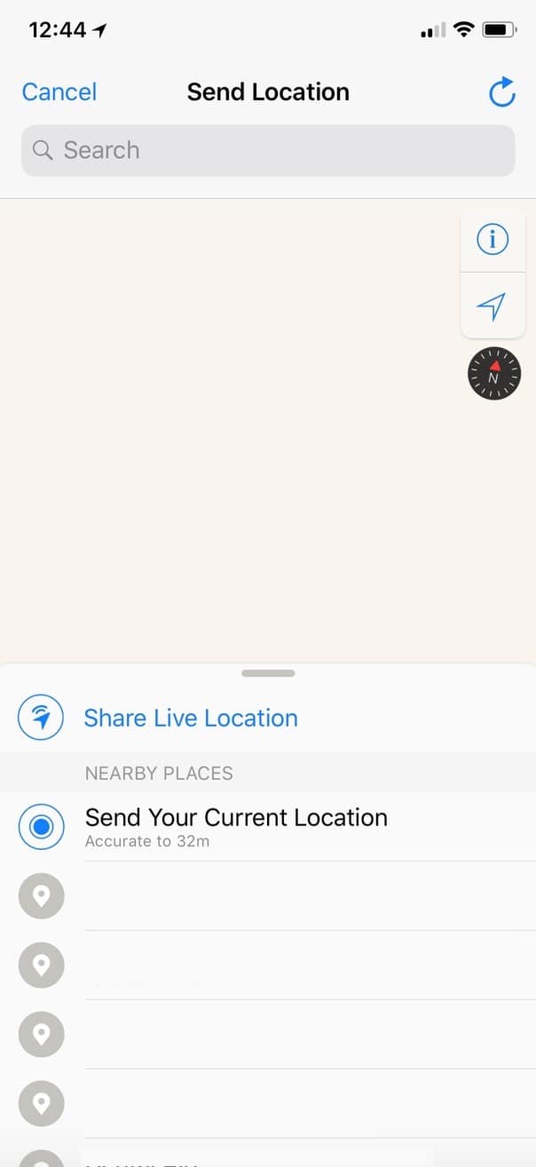 Share Live Location Screen in WhatsApp