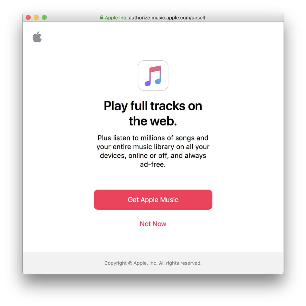 apple music web player ad