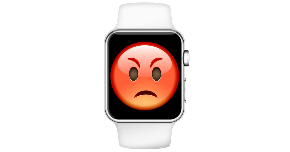 Apple Watch with angry emoji face
